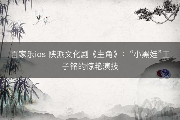 百家乐ios 陕派文化剧《主角》：“小黑娃”王子铭的惊艳演技